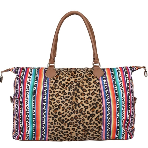 Boutique Emmé Bags Xl Serape Leopard Print Rainbow Overnight Bag